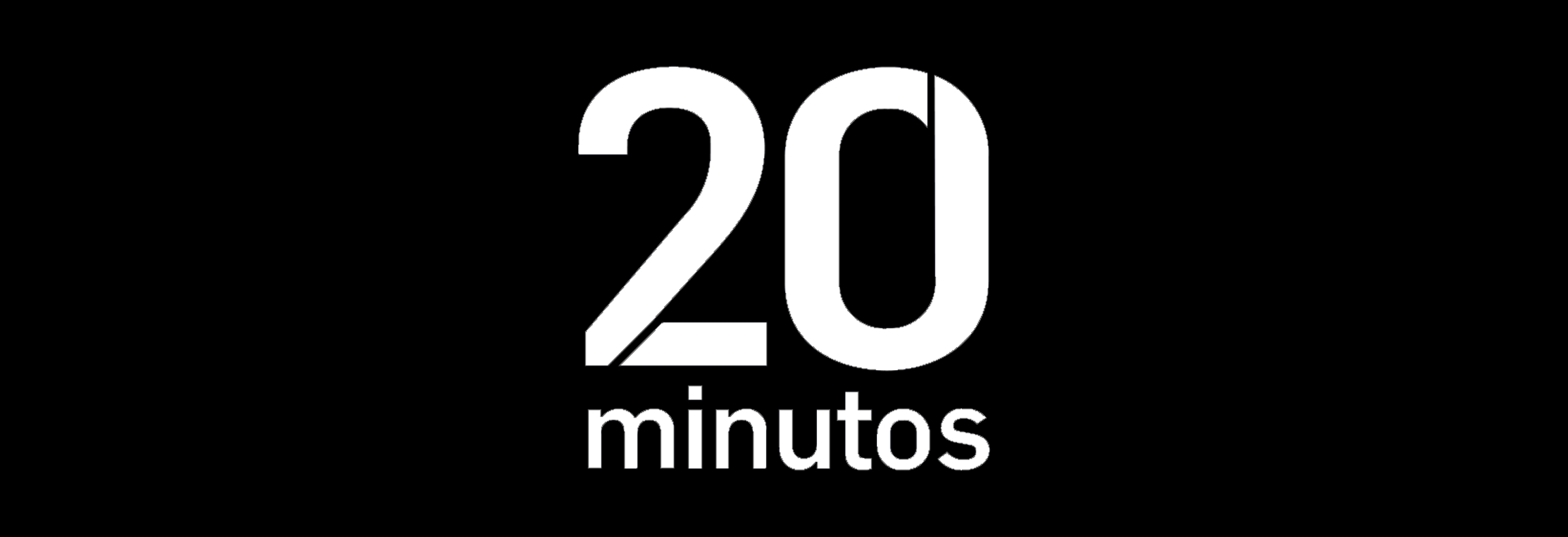 Un diseño minimalista que presenta el texto '20 minutos' en un fondo negro.