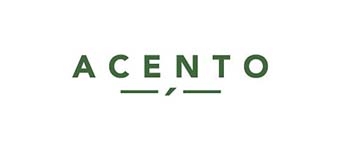 Logo de la marca Acento en color verde.