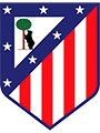 Escudo del Club Atlético de Madrid, con franjas rojas y blancas y un oso junto a un madroño.