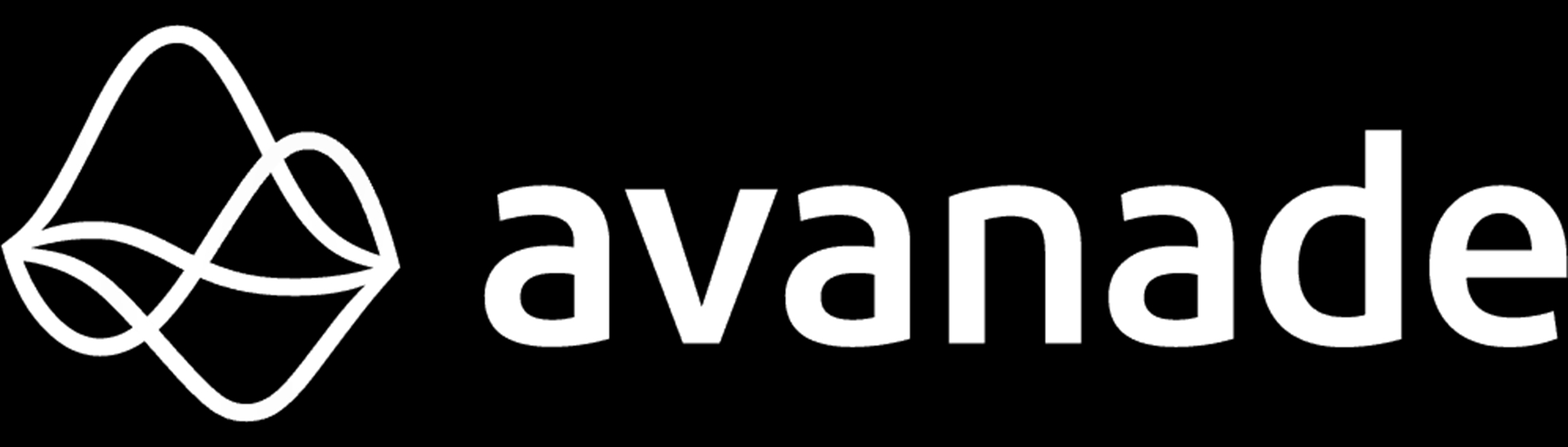Logo de la empresa Avanade en color blanco sobre fondo negro.