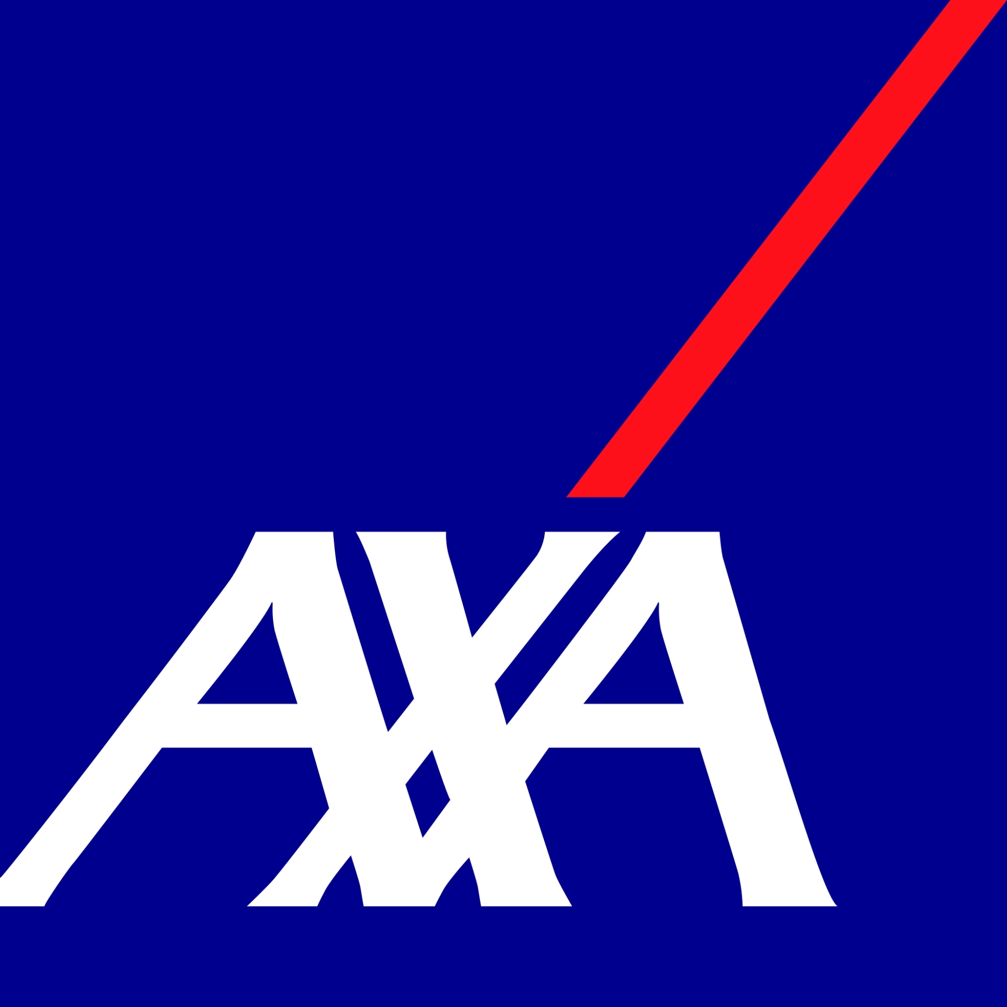 Logotipo de la empresa AXA con un fondo azul.