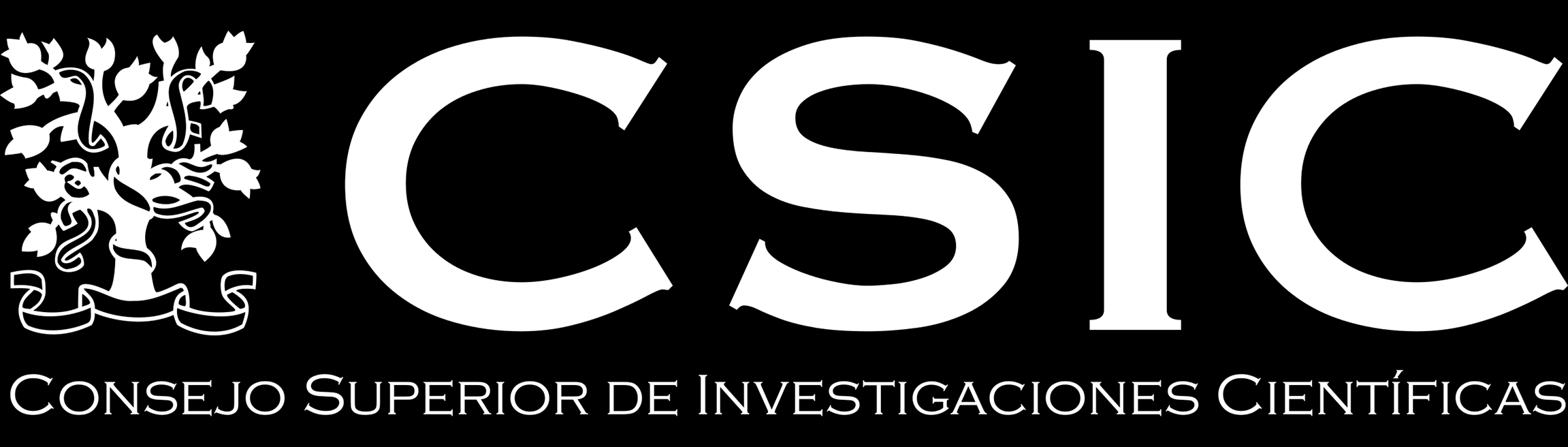 Logotipo del Consejo Superior de Investigaciones Científicas en un fondo negro.