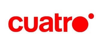 Logotipo del canal de televisión Cuatro en color rojo.