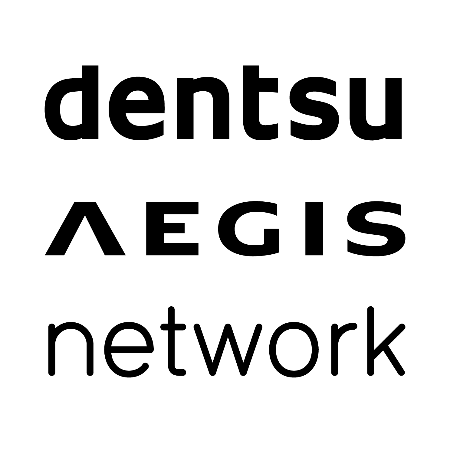 La imagen presenta el logotipo de Dentsu Aegis Network en un fondo blanco.