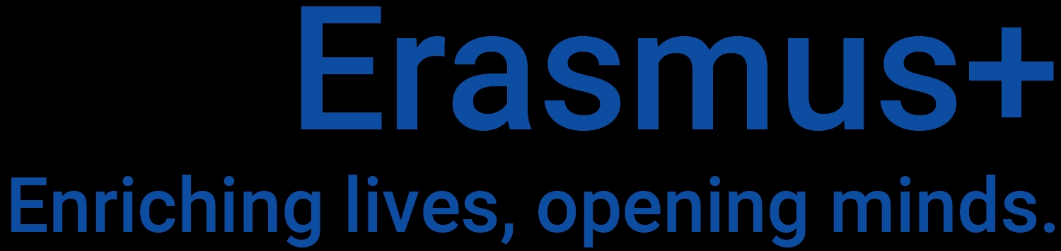La imagen representa el logotipo del programa Erasmus+ junto con su lema en inglés.