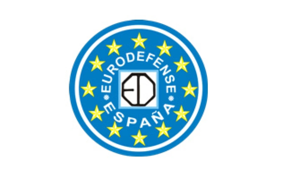 Logo de Eurodefense España con estrellas y un diseño circular.
