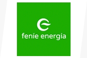 Logo de la compañía Fenie Energía sobre un fondo verde.