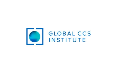 Logotipo del Global CCS Institute que representa la captura y almacenamiento de carbono.