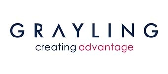 Logotipo de la empresa Grayling que destaca su lema 'creating advantage'.