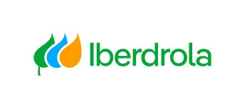 Logo de Iberdrola con gotas de color azul, verde y naranja.