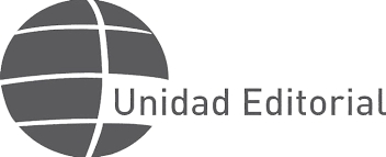 Logo de Unidad Editorial con un diseño estilizado de un globo terráqueo.