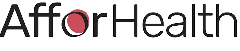 Logo de AfforHealth que combina texto y un elemento gráfico simple.