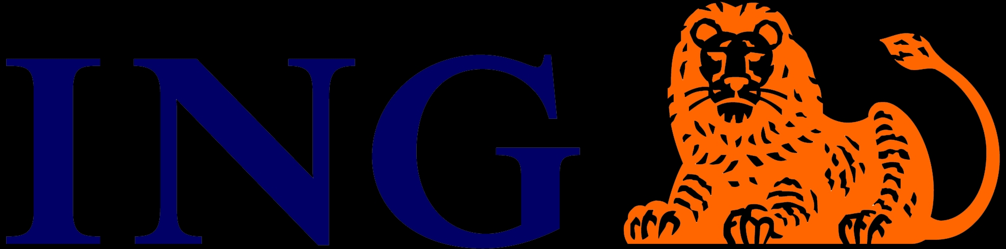 Logotipo de ING que muestra un león naranja junto a la palabra ING en azul.