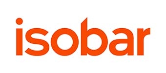 Es un logotipo de color naranja que dice 'isobar'.