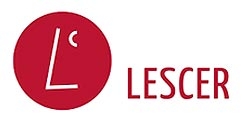 Logotipo que combina una letra 'L' estilizada con un círculo rojo y el texto 'LESER'.