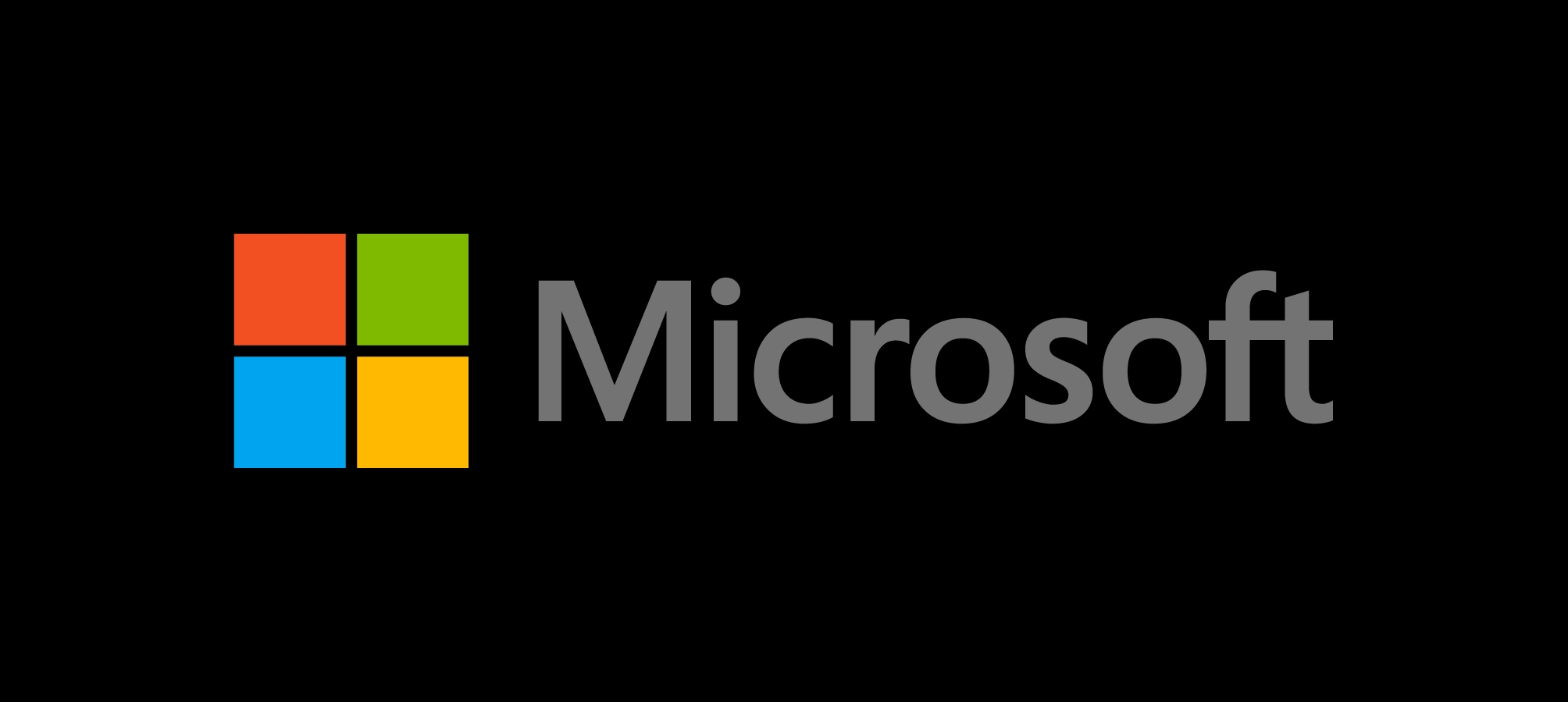 Logo de Microsoft con un fondo negro.