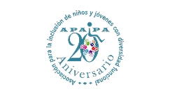 Logotipo del 20 aniversario de APAIPA, enfocado en la inclusión de niños y jóvenes con discapacidad.