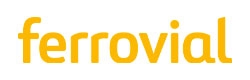 Logotipo de la empresa Ferrovial en color amarillo.