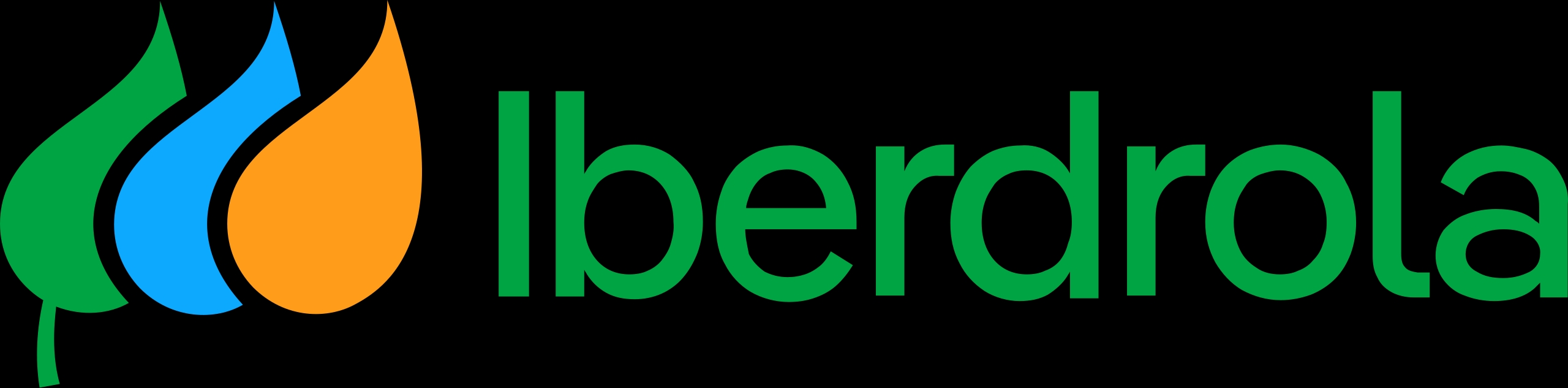 Logo de Iberdrola con colores verde, azul y naranja.