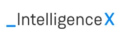 Logotipo de IntelligenceX con un estilo moderno y minimalista.