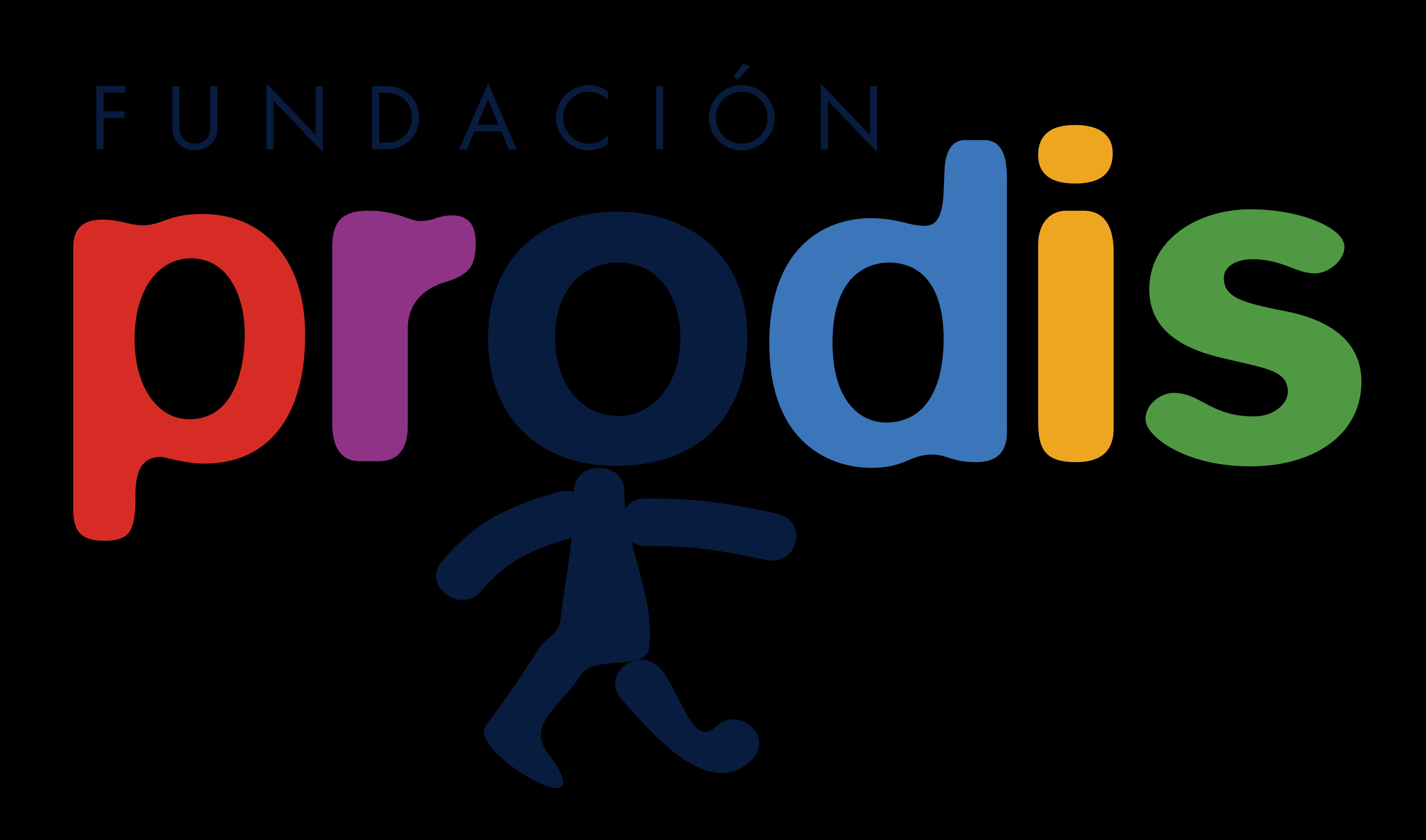 Logotipo de la Fundación Prodis con letras de colores y una figura humana estilizada.