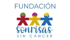 Logo de la Fundación Sonrisas Sin Cáncer que presenta tres figuras humanas de colores variados.