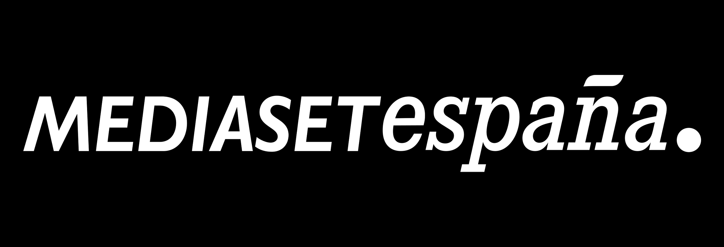Logotipo de Mediaset España en un fondo negro.