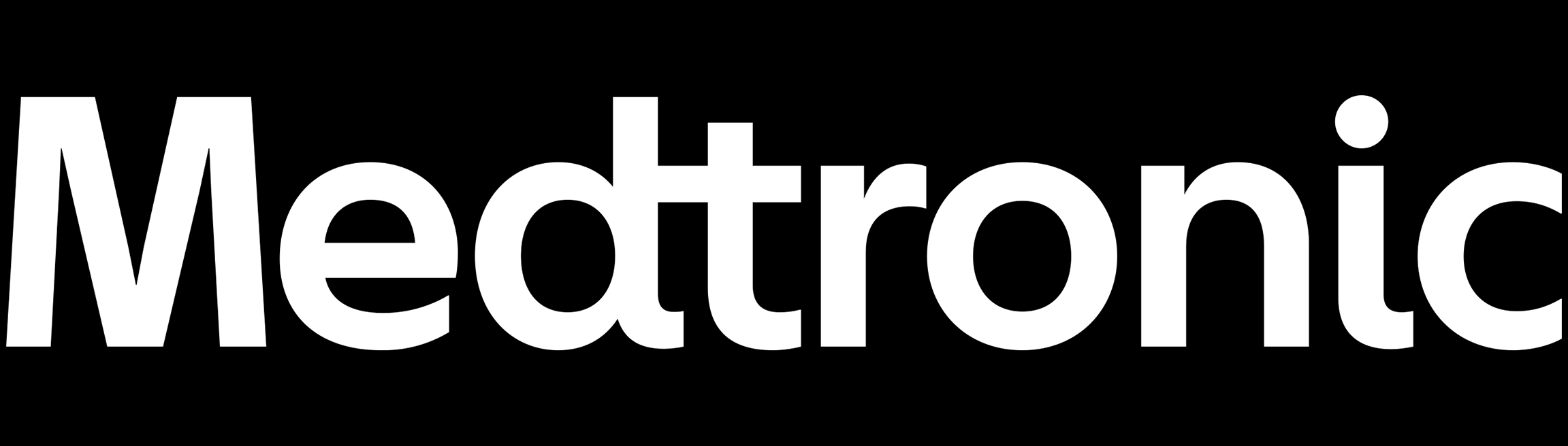 El logotipo de Medtronic con fondo negro y letras blancas.