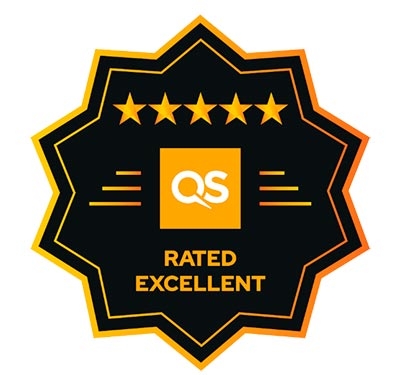 Un emblema que representa una calificación excelente con cinco estrellas.