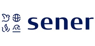 Logotipo de la empresa Sener, que incluye iconos representativos de la naturaleza y el mundo.