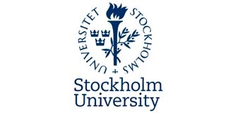 Logo de la Universidad de Estocolmo con una antorcha y ramas de laurel.