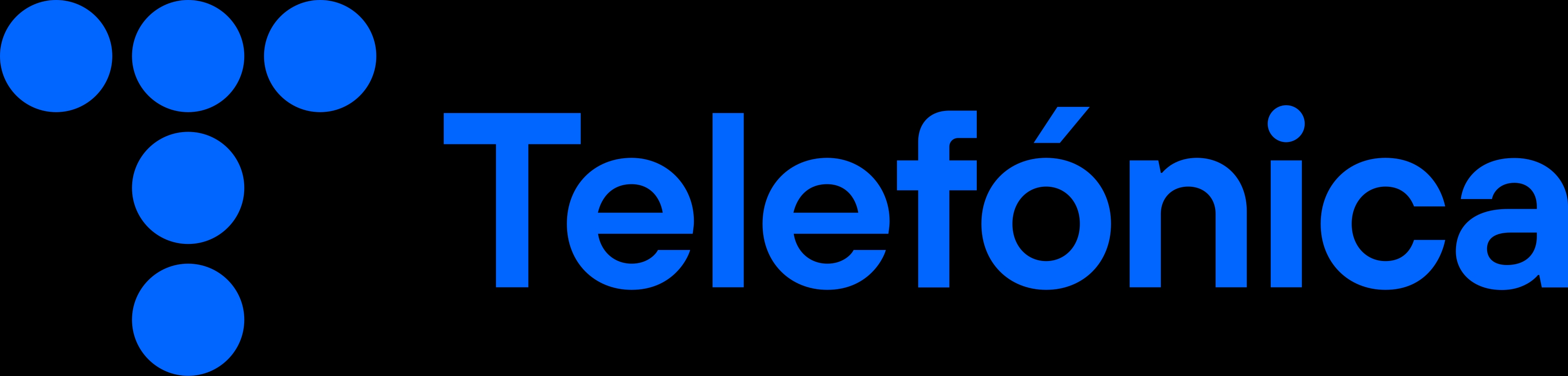 Logotipo de la empresa Telefónica en color azul.