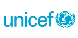 Logotipo de UNICEF en color azul.