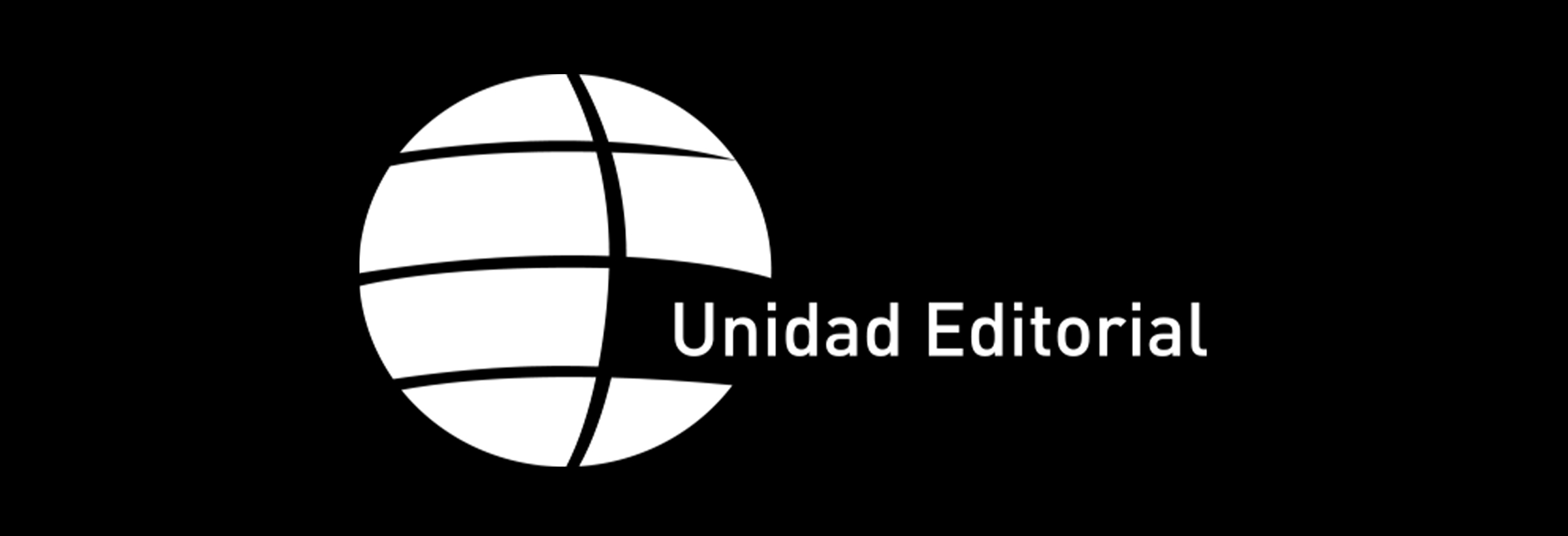 Logotipo de Unidad Editorial en un fondo negro.