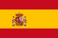 La imagen muestra la bandera de España, que consiste en tres franjas horizontales, siendo las superior e inferior de color rojo y la central de color amarillo con el escudo en su lado izquierdo.