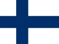 La imagen muestra la bandera de Finlandia, con un fondo blanco y una cruz azul en el centro.