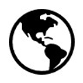 Un icono simple de un globo terráqueo que representa el mundo.