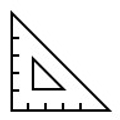 La imagen muestra un transportador triangular con marcas de medición.