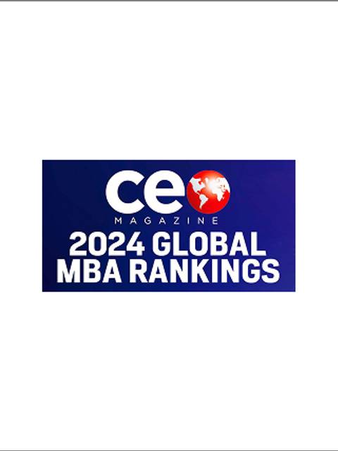 Logo de CE Magazine que presenta el ranking global de MBA para 2024.