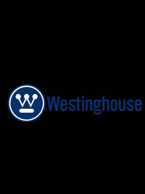 Logotipo de la marca Westinghouse sobre un fondo oscuro.