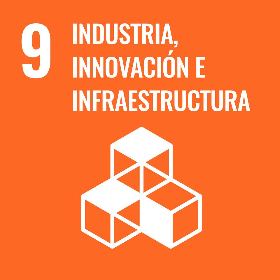 La imagen representa el objetivo de desarrollo sostenible número 9, que se refiere a la industria, innovación e infraestructura.