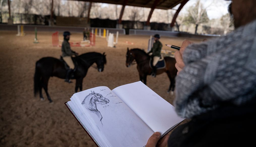 Bosquejos de caballos y jinetes, paso previo a una inmortal obra de arte