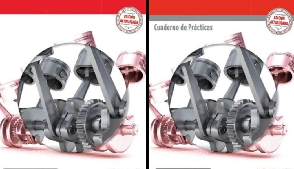 Imagen de dos cubiertas de libros sobre motores, una titulada 'Motores' y la otra 'Cuaderno de Prácticas'.