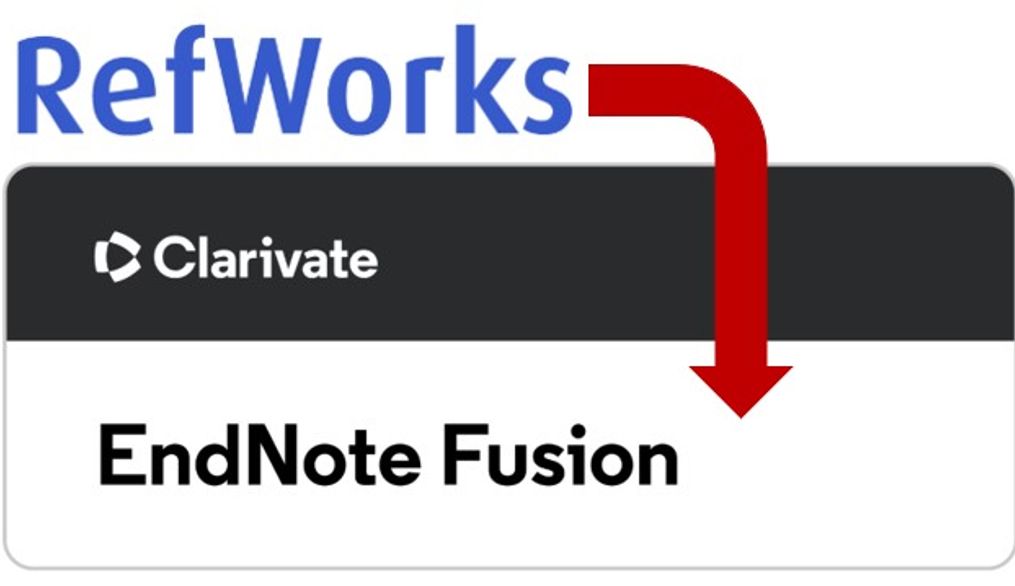 La imagen presenta un logo de RefWorks junto a una referencia a EndNote Fusion.