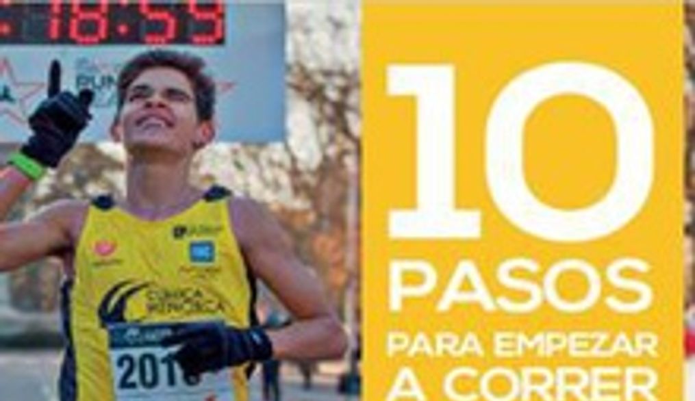 La imagen muestra la portada de un libro titulado '10 pasos para empezar a correr'.