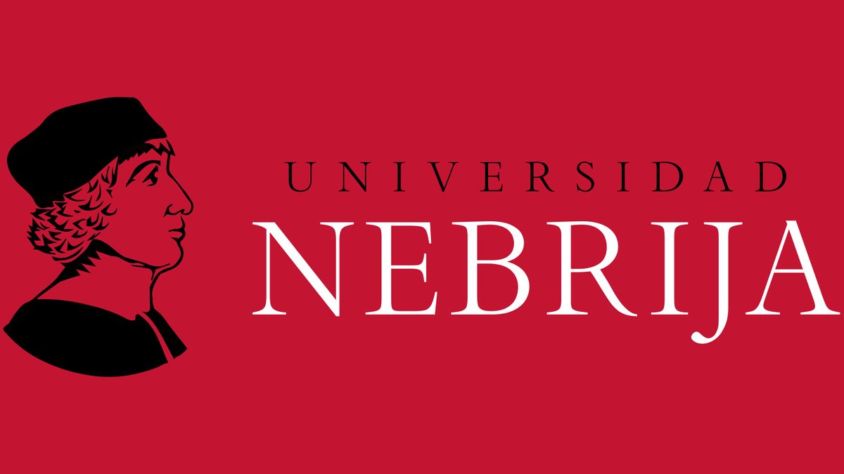 Logo de la Universidad Nebrija con la imagen de un personaje histórico.