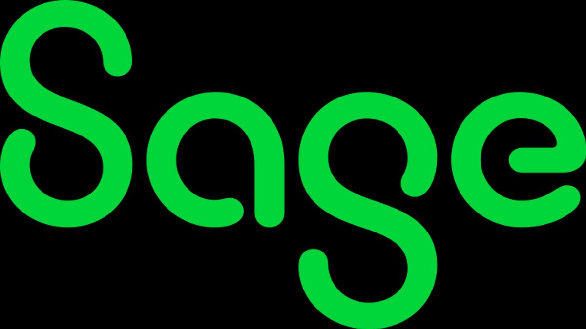 El logo de Sage, una empresa de software, destacado en color verde.