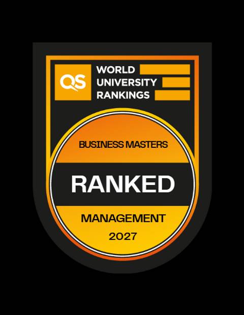Logo que indica el ranking de un programa de máster en gestión para el año 2027.