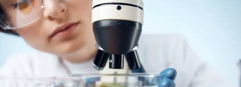 Una persona observa atentamente a través de un microscopio mientras trabaja en un laboratorio.