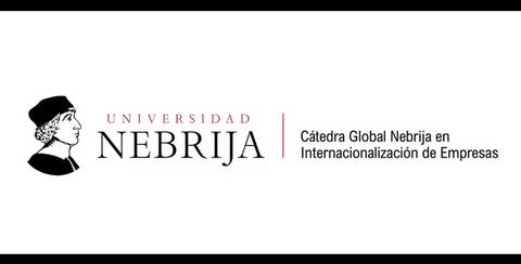 Logo de la Universidad Nebrija con referencia a la Cátedra Global Nebrija en Internacionalización de Empresas.
